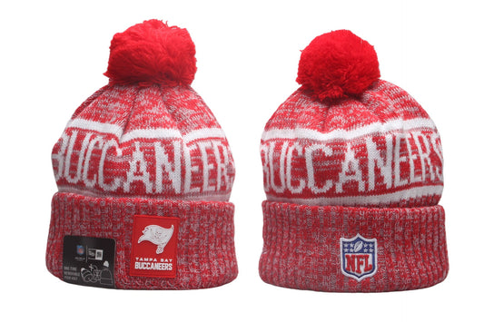 TB Cuffed Knit Hat with Pom - Rubber Patch