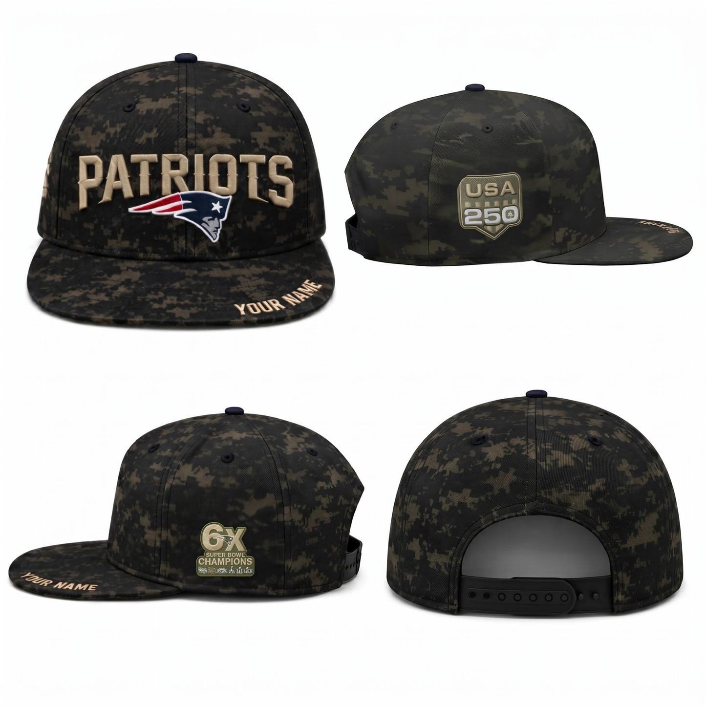 NE Salute To Service Personalized Snapback Cap - Printed