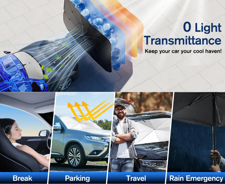 UV Protection Car Sunshade Umbrella with 360°Rotation