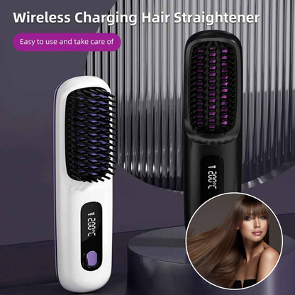 Wireless LCD Rechargeable Ceramic Heating Straight Hair Comb