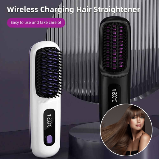 Wireless LCD Rechargeable Ceramic Heating Straight Hair Comb
