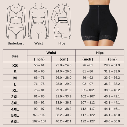 Zip up buttocks for woman body tightening and lifting