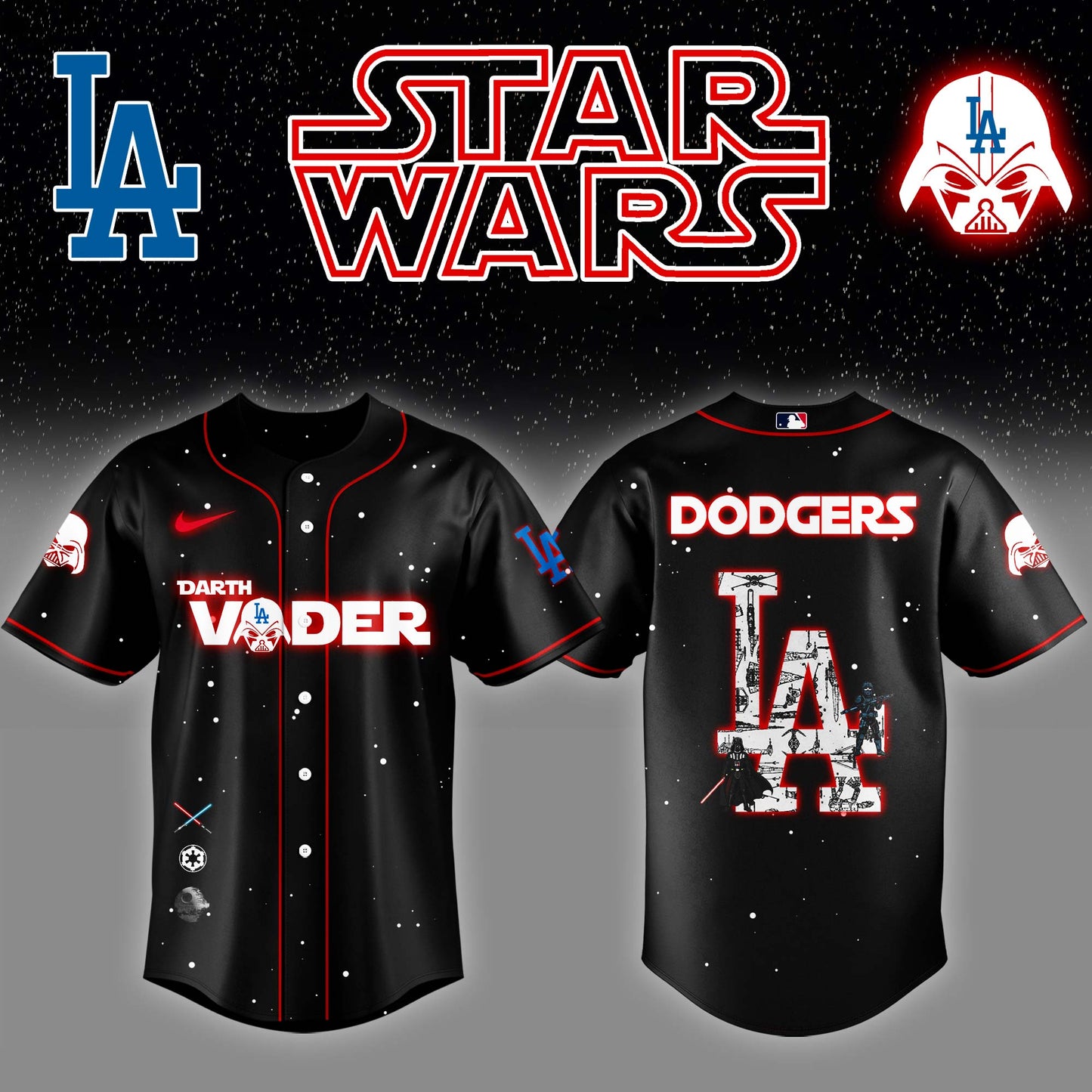 .Los Angeles Dodgers x Stars Wars Darth Vader Night Baseball Jersey Editions Limited v2