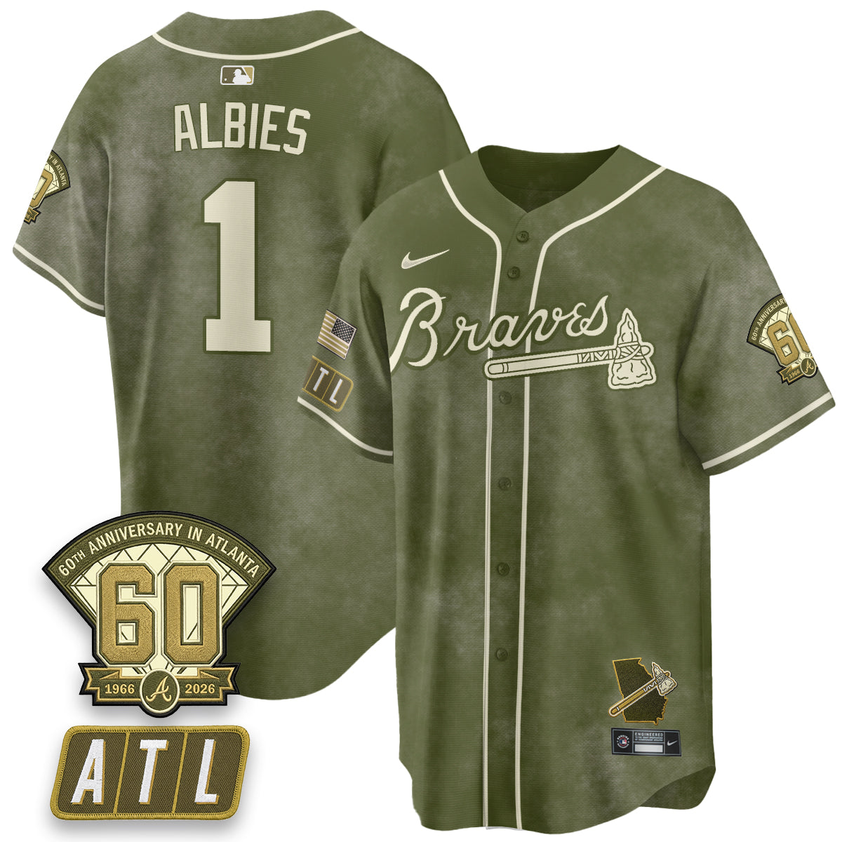 ATL New Era Olive 2026 Armed Forces Day Vapor Limited Jersey - All Stitched