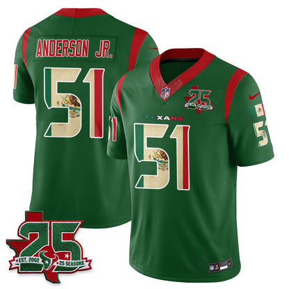 Houston Texans 25 Seasons Mexico Style Vapor Jersey - Stitched