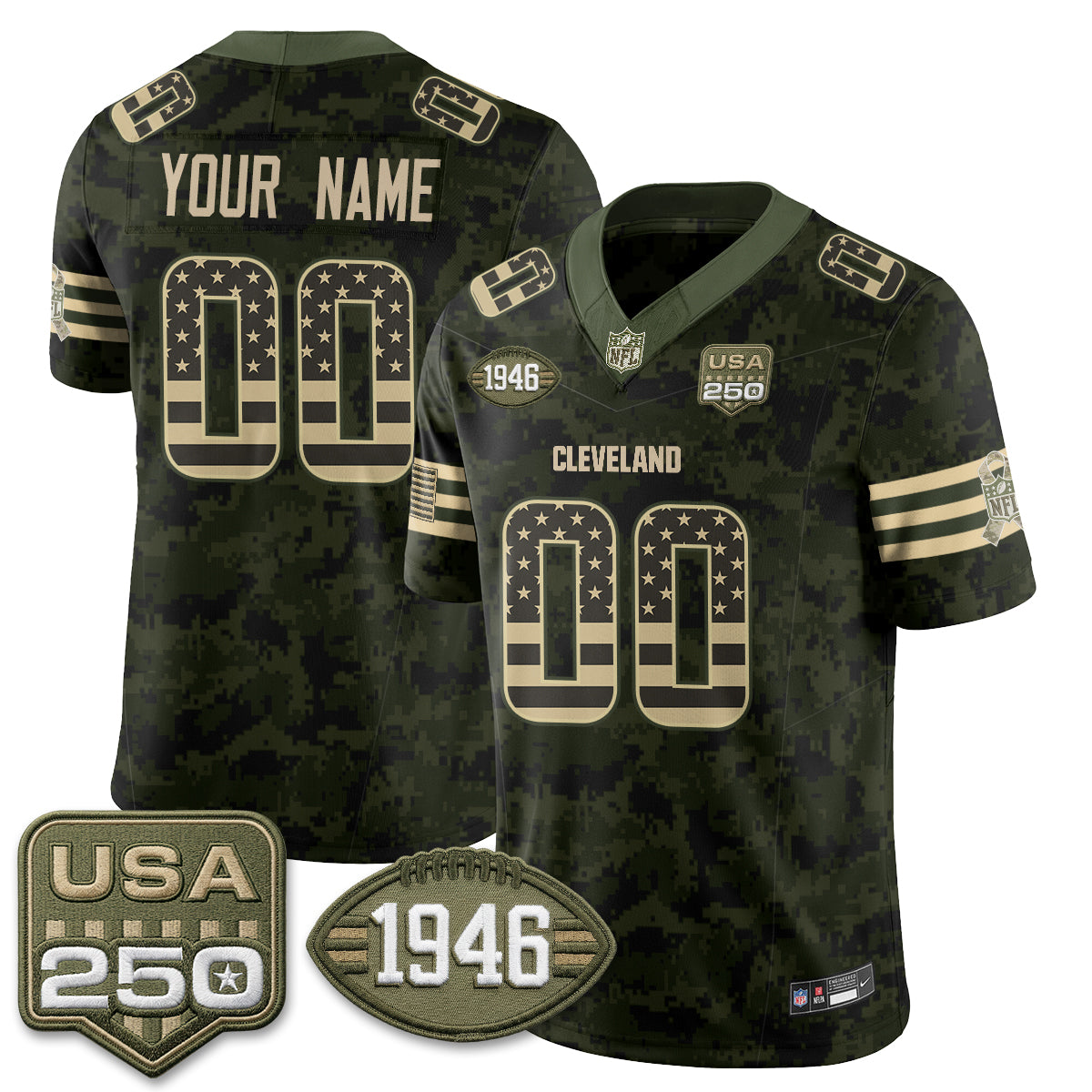 Cleveland Browns 2026 Salute to Service Vapor Custom Jersey - Stitched