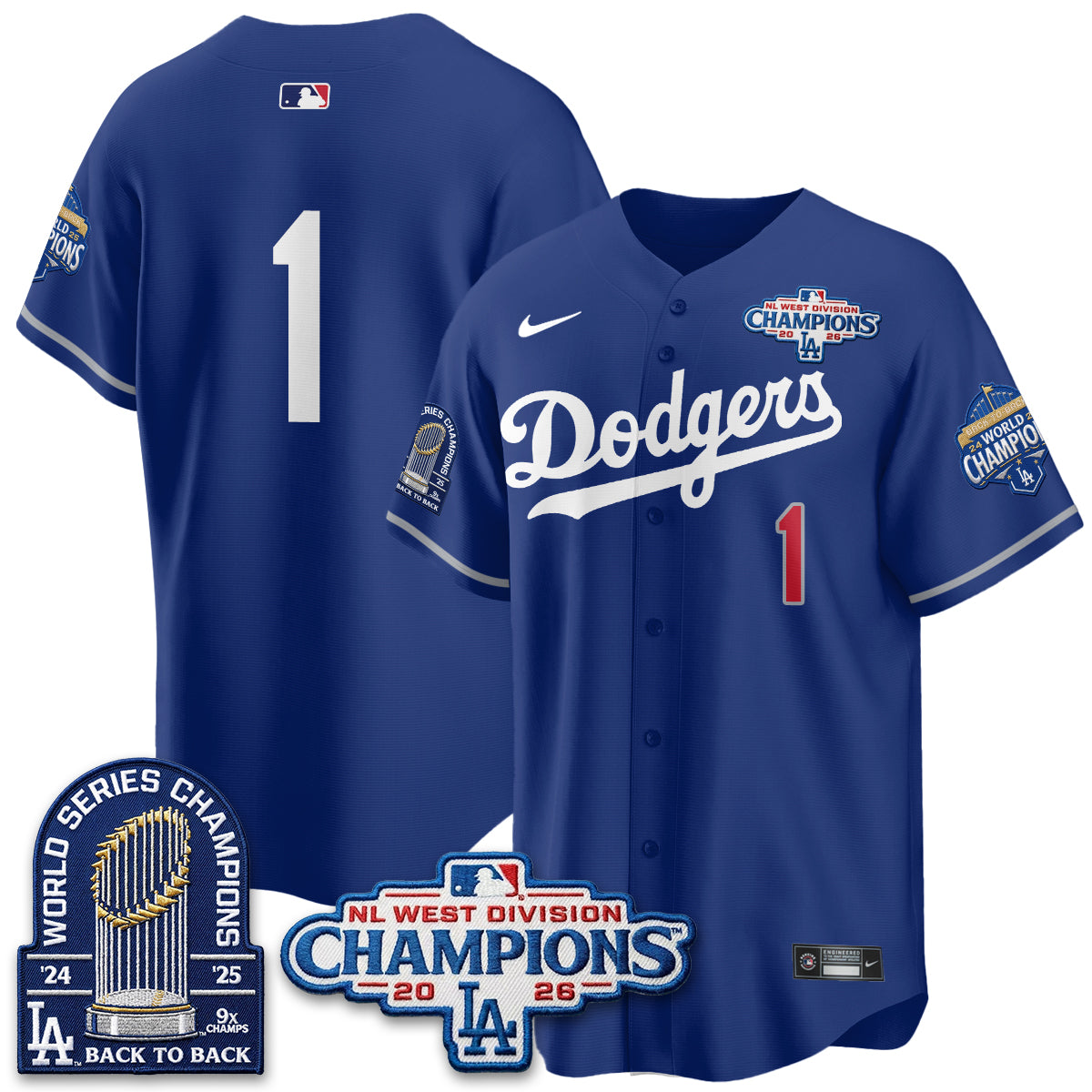 Los Angeles Dodgers 2026 NL West Champs Vapor Jersey- Stitched