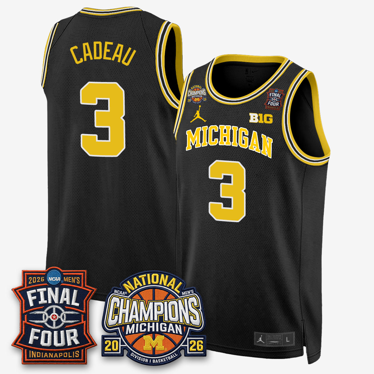 MICH Basketball National Champions Big Text Limited Vapor Jersey - All Stitched