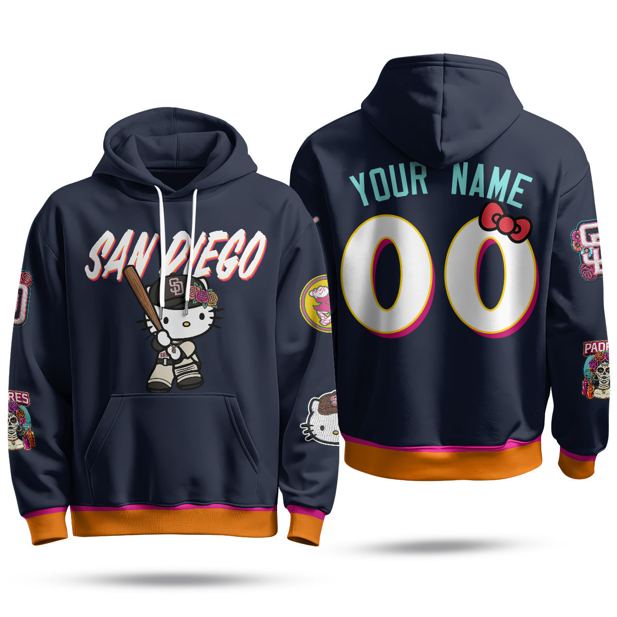 San Diego Padres x Meow KT Custom Fleece Hoodie - Printed