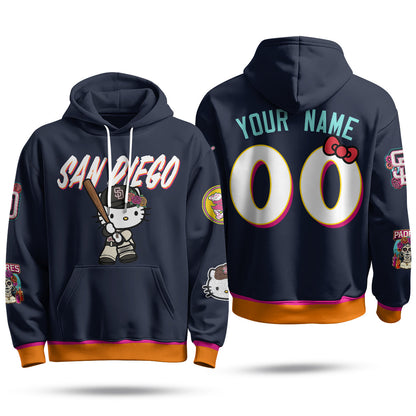 San Diego Padres x Meow KT Custom Fleece Hoodie - Printed