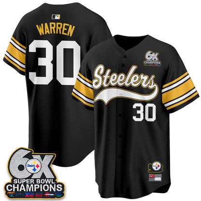 Pittsburgh Steelers 6X Champs Throwback Baseball Vapor Jersey - Stitched