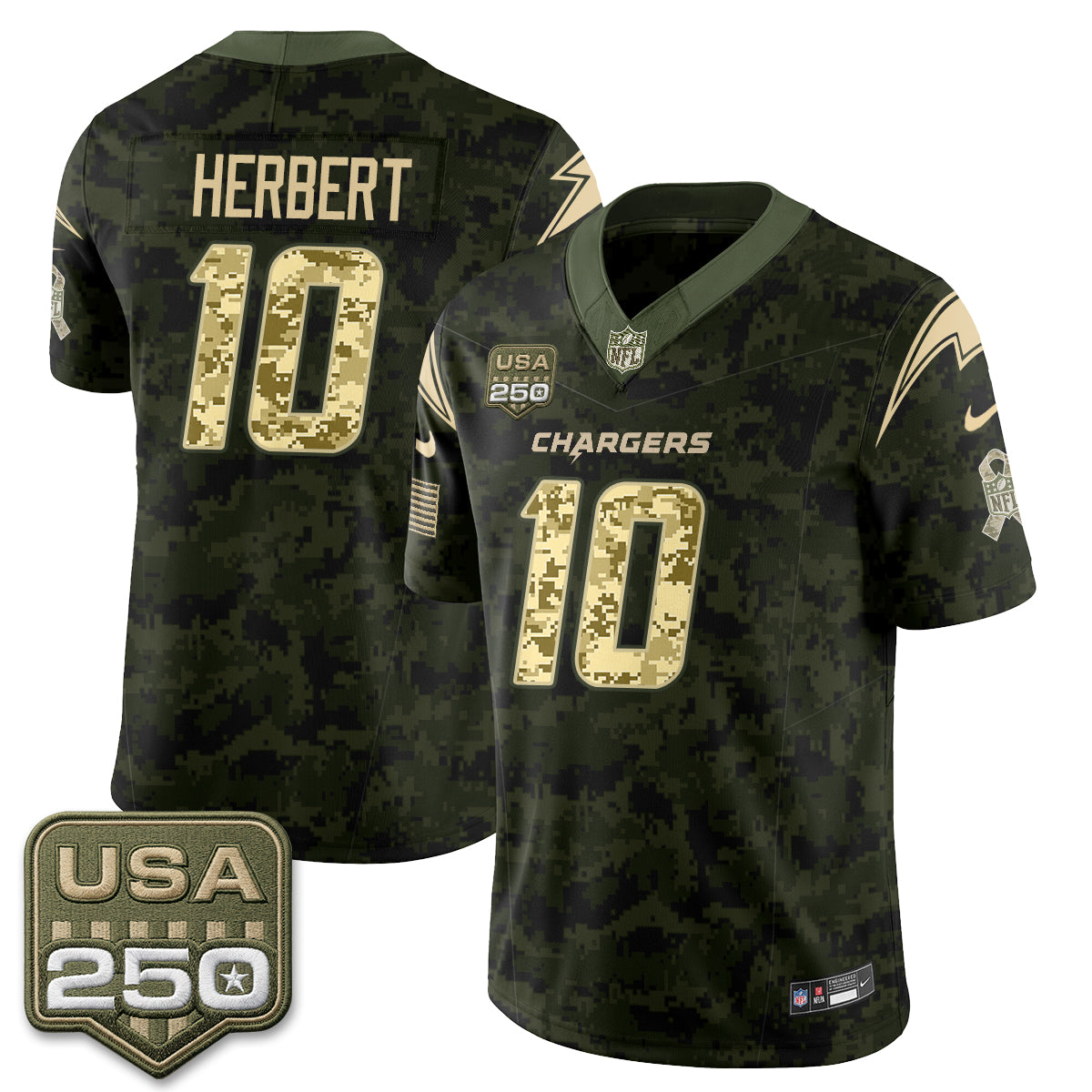 Los Angeles Chargers 2026 Salute to Service Vapor Jersey - Stitched