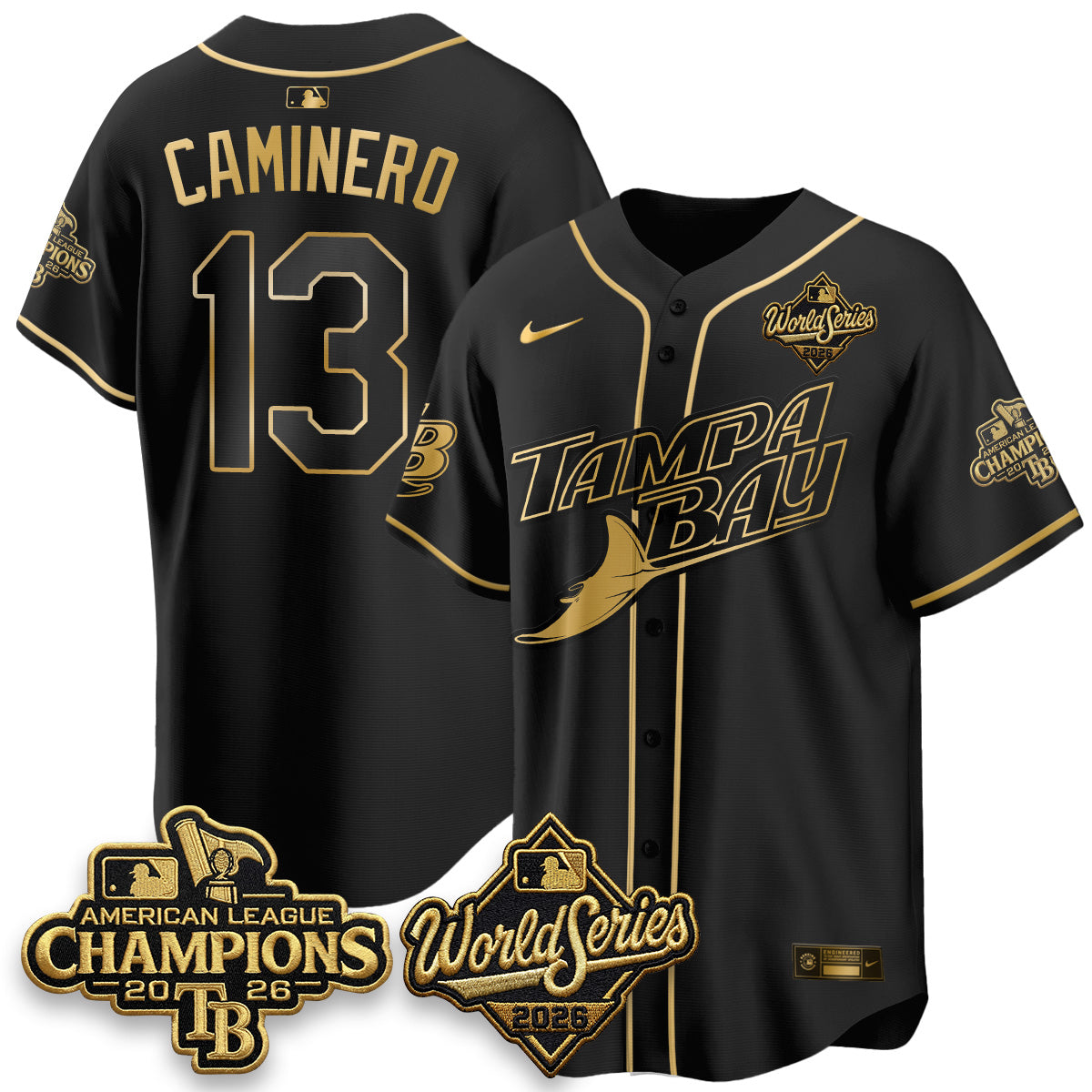 TB 2026 AL Champions Gold Edition Vapor Jersey - Stitched