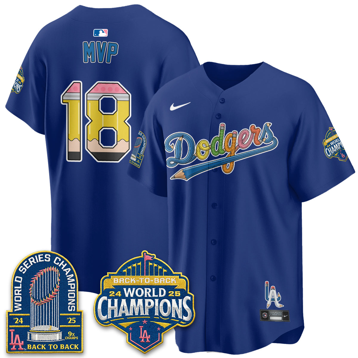 Los Angeles Dodgers x Back to School Style Vapor Jersey - Stitched