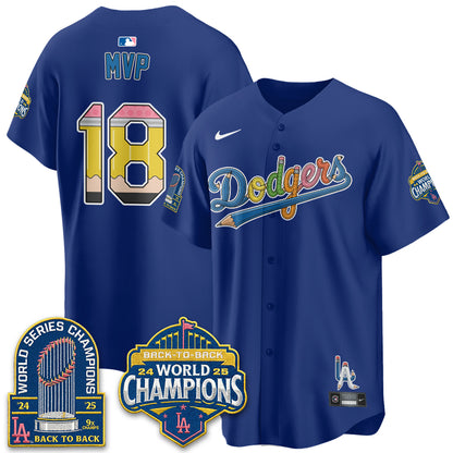 Los Angeles Dodgers x Back to School Style Vapor Jersey - Stitched