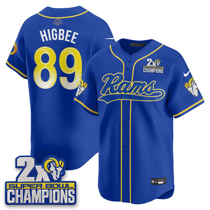 Los Angeles Rams 2X Champs Rivalries Baseball Vapor Jersey - Stitched