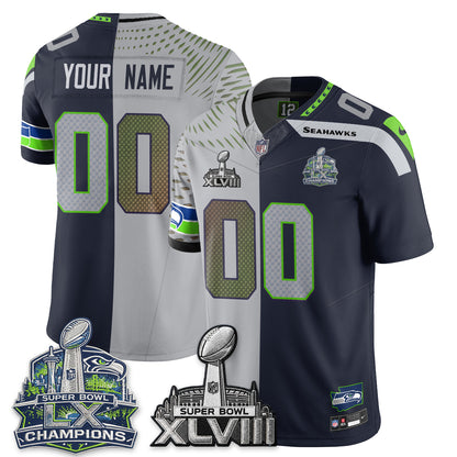 Seattle Seahawks S.Bowl Champs Split Edition Vapor Custom Jersey - Stitch