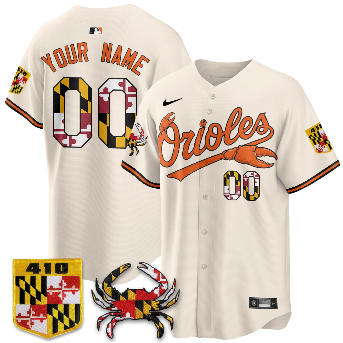 Baltimore Orioles Crab x Maryland Vapor Limited Custom Jersey - Stitched