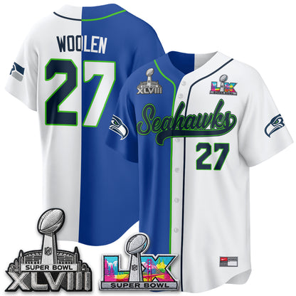Seattle Seahawks S.Bowl Champs Split Baseball Vapor Jersey V2- Stitched