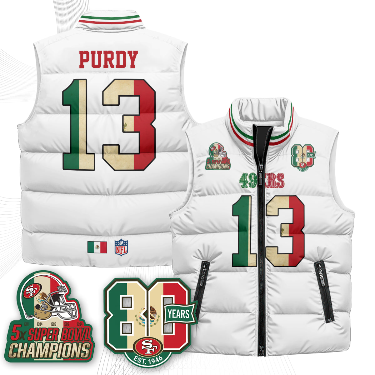 SF Mexico Style Puffer Vest - Printed