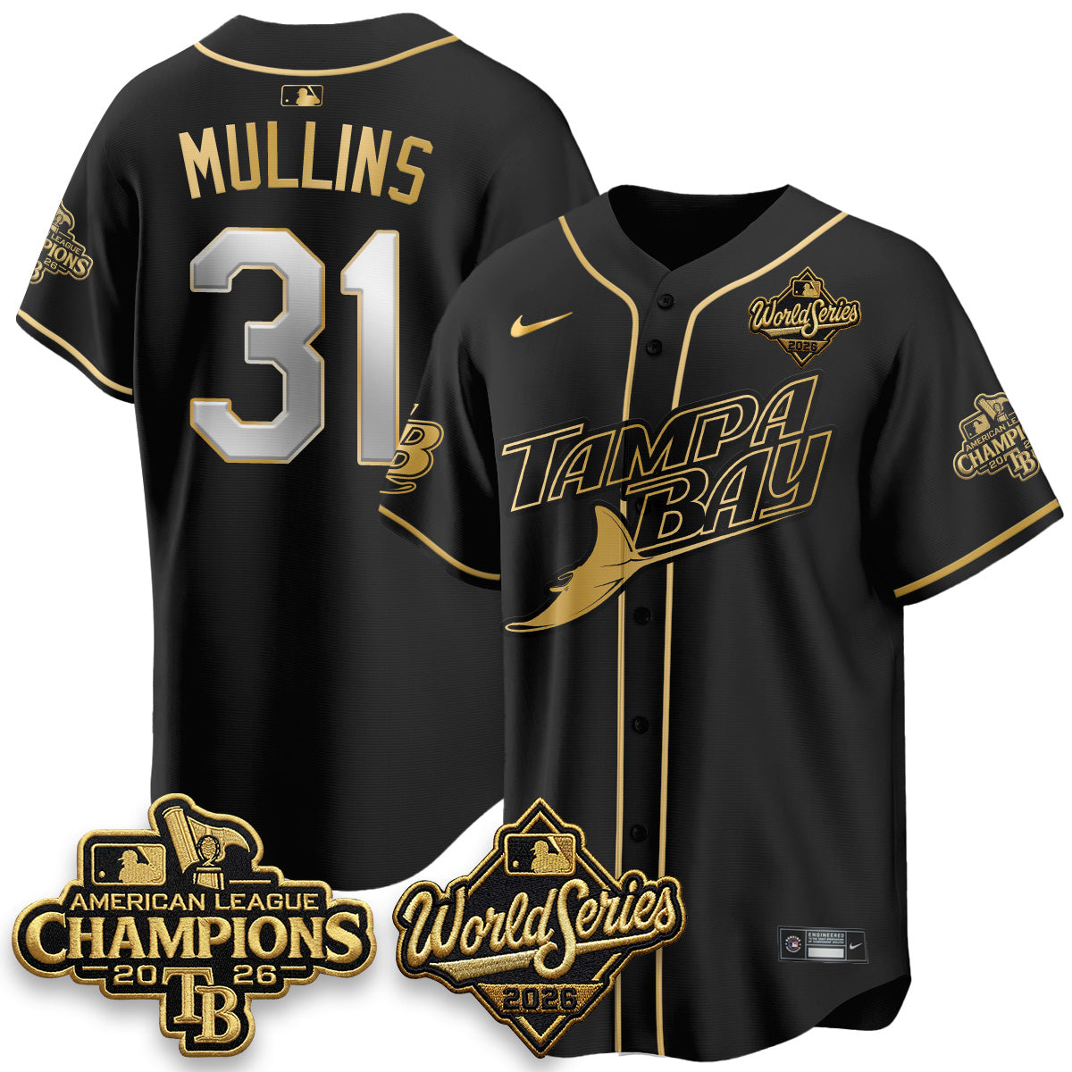 TB 2026 AL Champions Black Gold Edition Vapor Jersey V2- Stitched