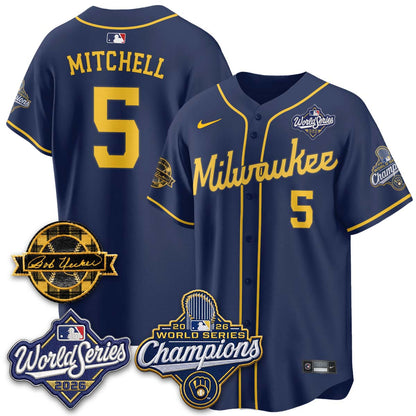 Milwaukee Brewers 2026 WS Champions - Bob Uecker Patch Vapor Jersey - Stitched