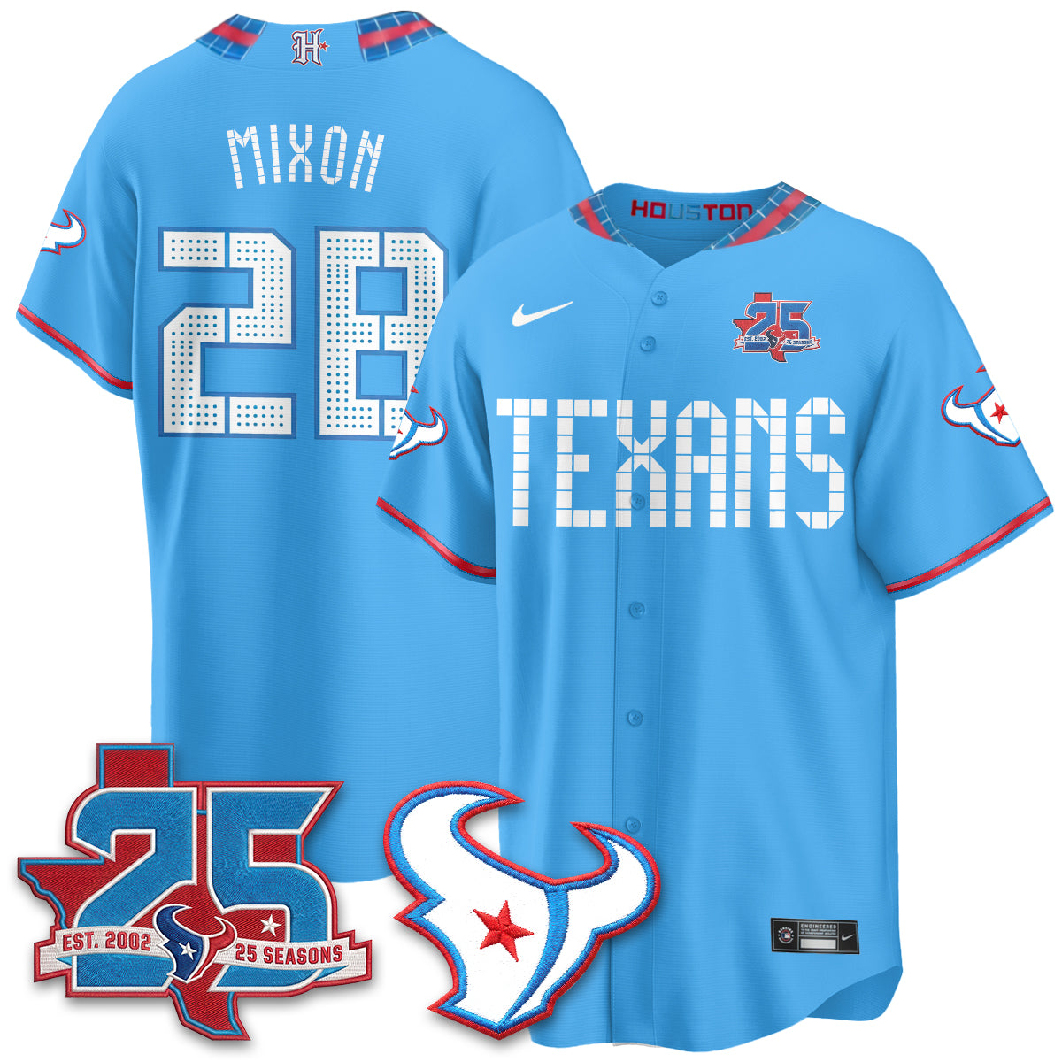 Houston Texans 2026 Rivalries Baseball Vapor Jersey - Stitched