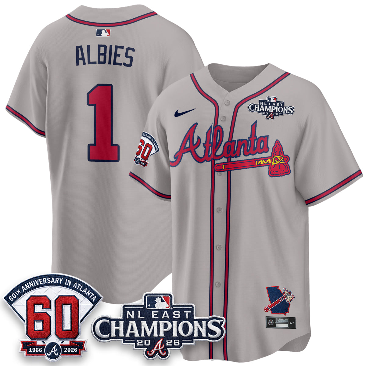 Atlanta Braves 2026 NL East Champs Vapor Jersey - Stitched