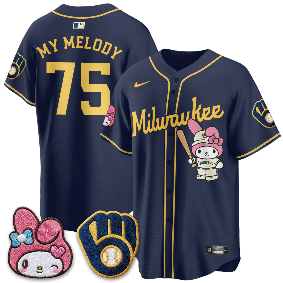 Milwaukee Brewers x Pink Sanrio Friend Edition Vapor Jersey - Stitched