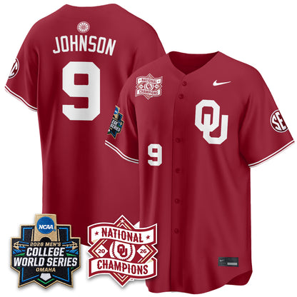 Oklahoma Sooners Nike 2026 NCAA Baseball Men's College World Series Champions Vapor Jersey - Stitched