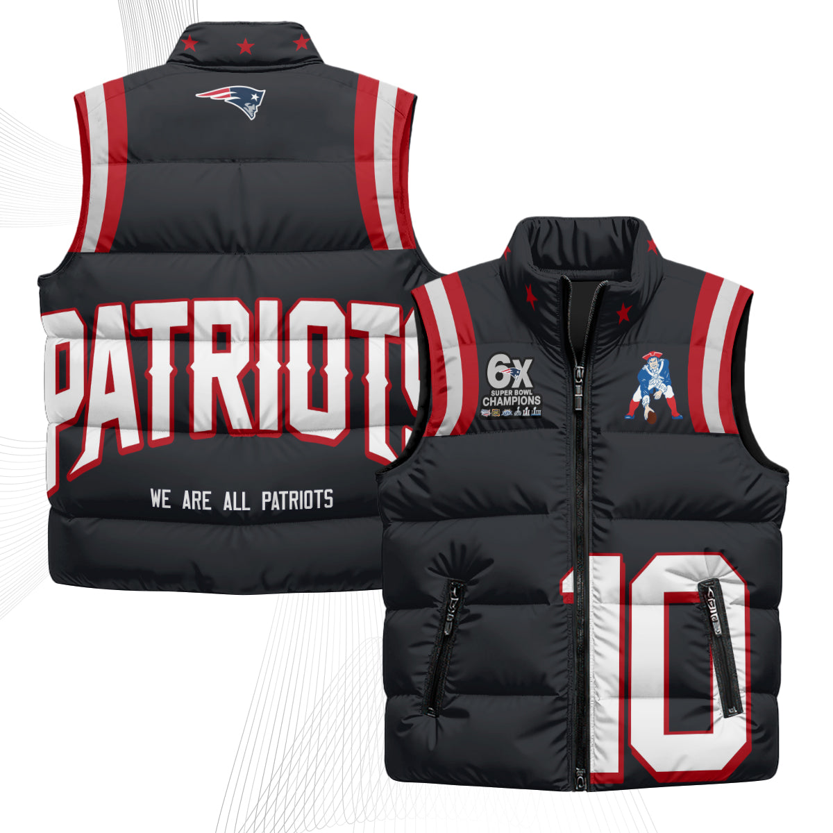 New England Patriots Rivalries Puffer Vest - Printed