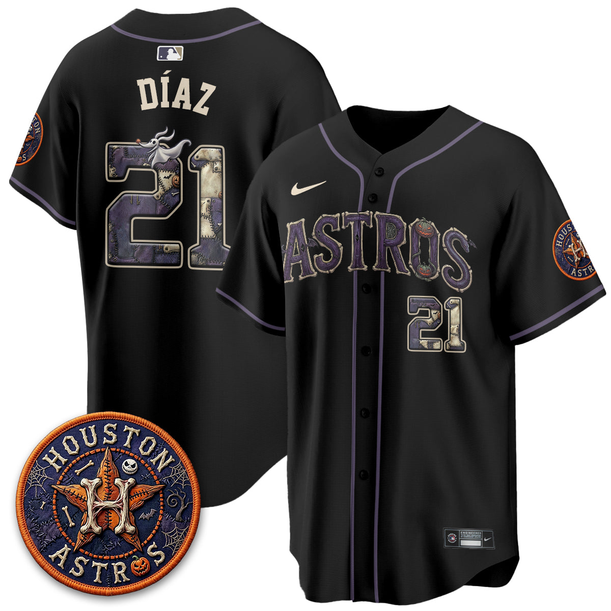 Houston Astros Nightmare Vapor Limited Jersey - Stitched