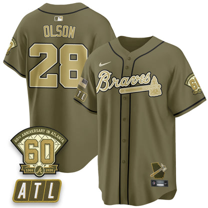 ATL New Era Olive 2026 Armed Forces Day Vapor Limited Jersey - All Stitched