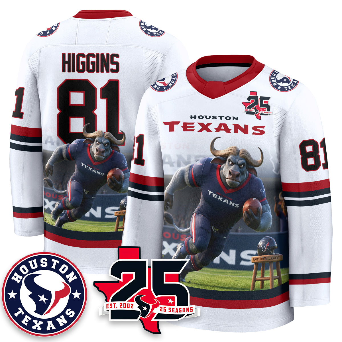 Houston Texans x Bull Chief Edition Hockey Jersey - Printed