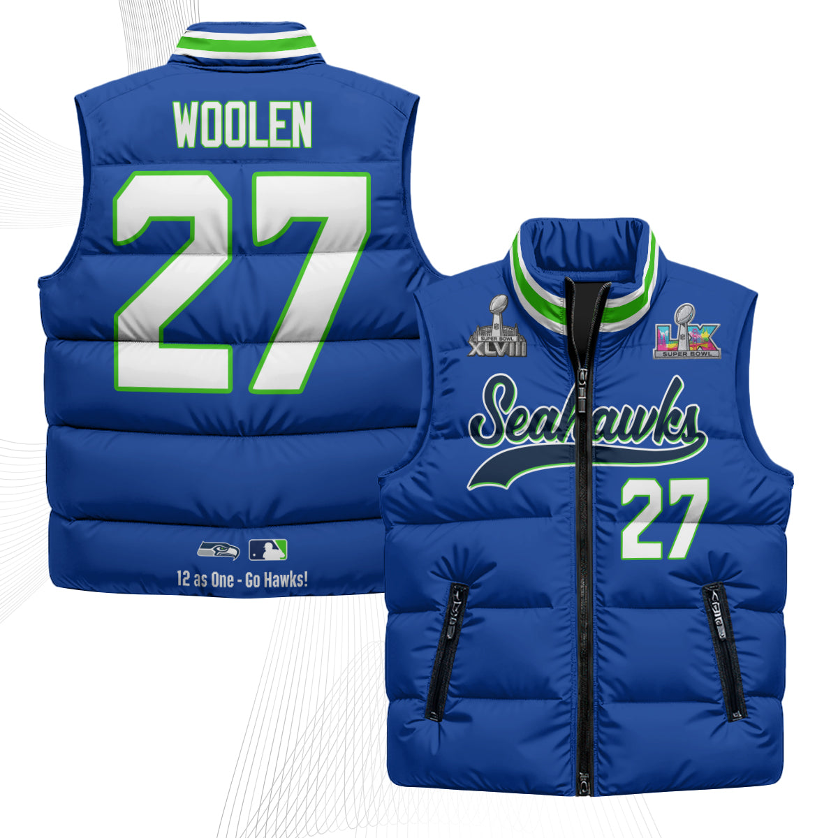 SEA S.Bowl Champs Puffer Vest - Printed