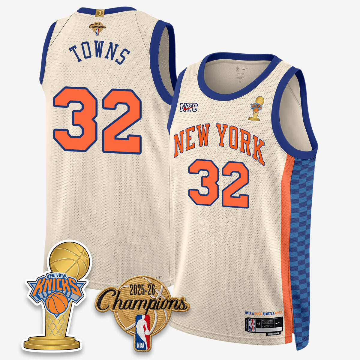 NYK 2026 NBA Champions Gold Edition Vapor Jersey - Stitched n3