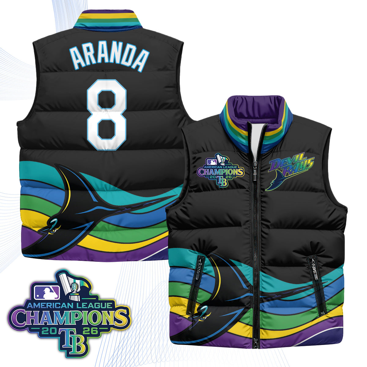 Tampa Bay Rays 2026 AL Champions Limited Puffer Vest - Printed