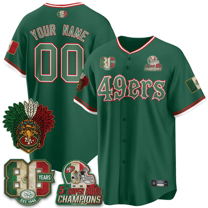 San Francisco 49ers Mexico Edition Baseball Vapor Custom Jersey - Stitched