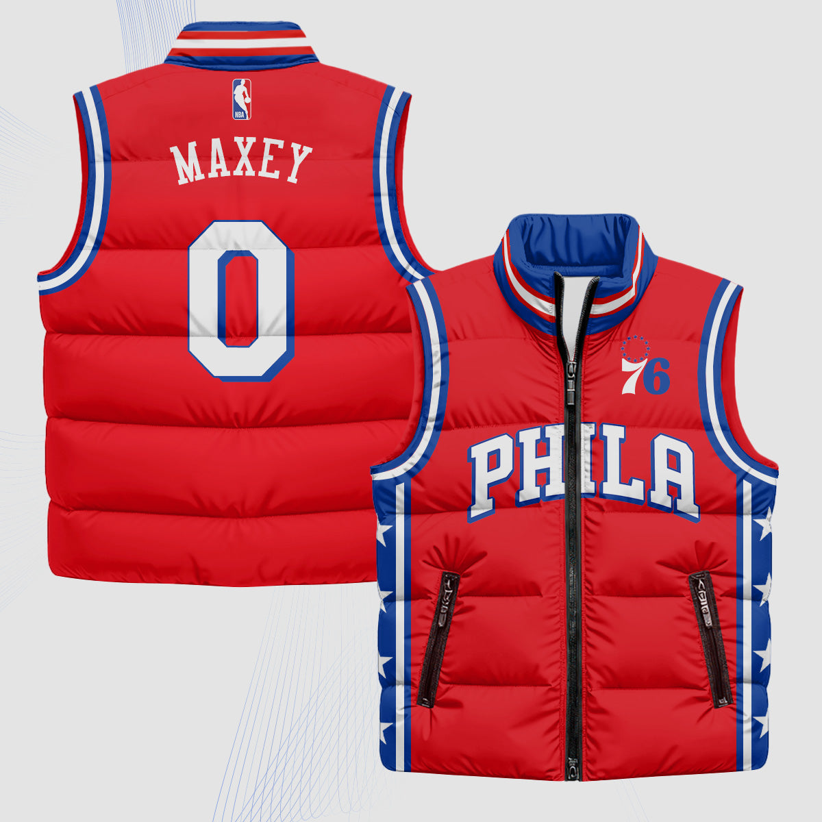 PHI Superteam 24th Season Patch Puffer Vest - Printed