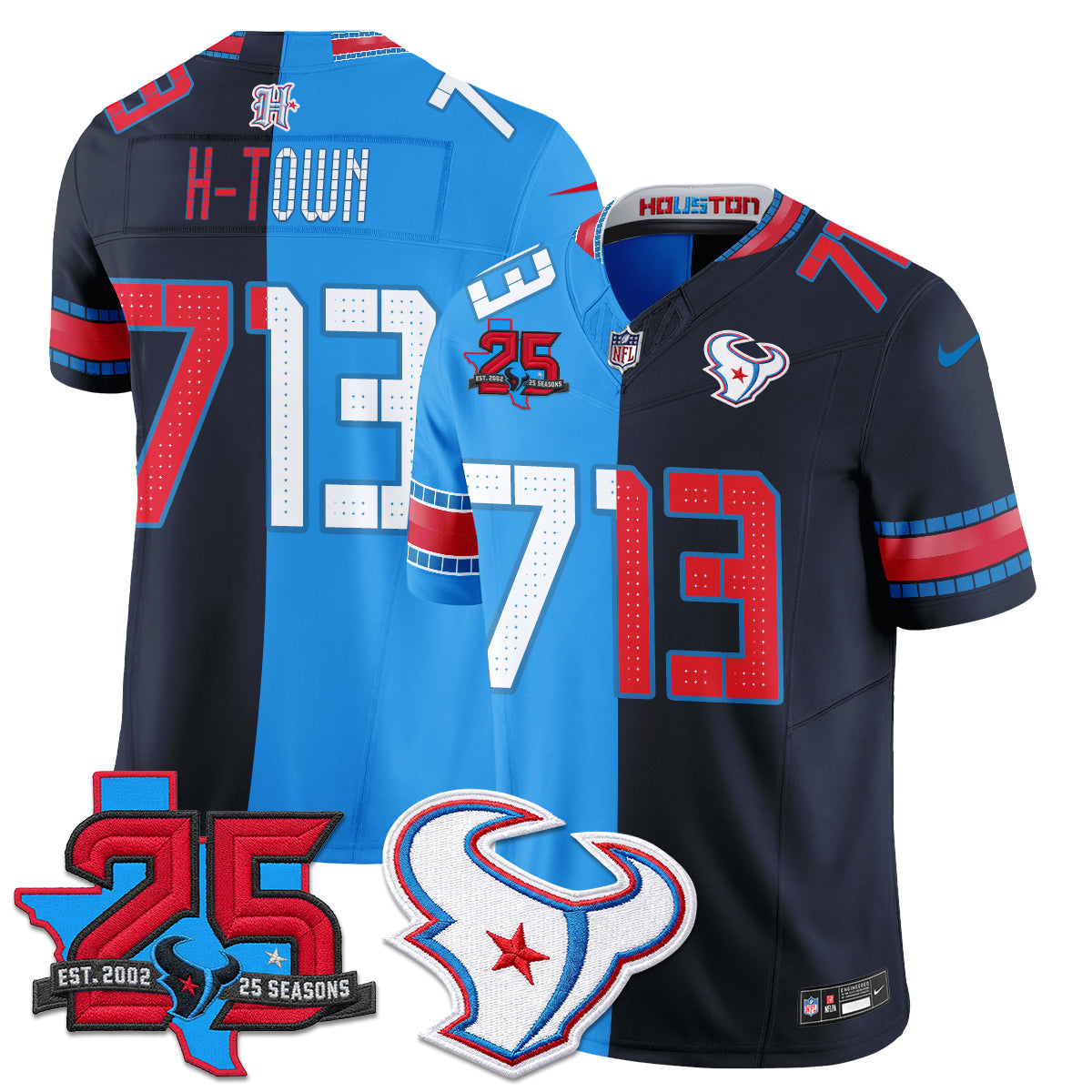 Houston Texans 2026 Rivalries Split Vapor Jersey - Stitched