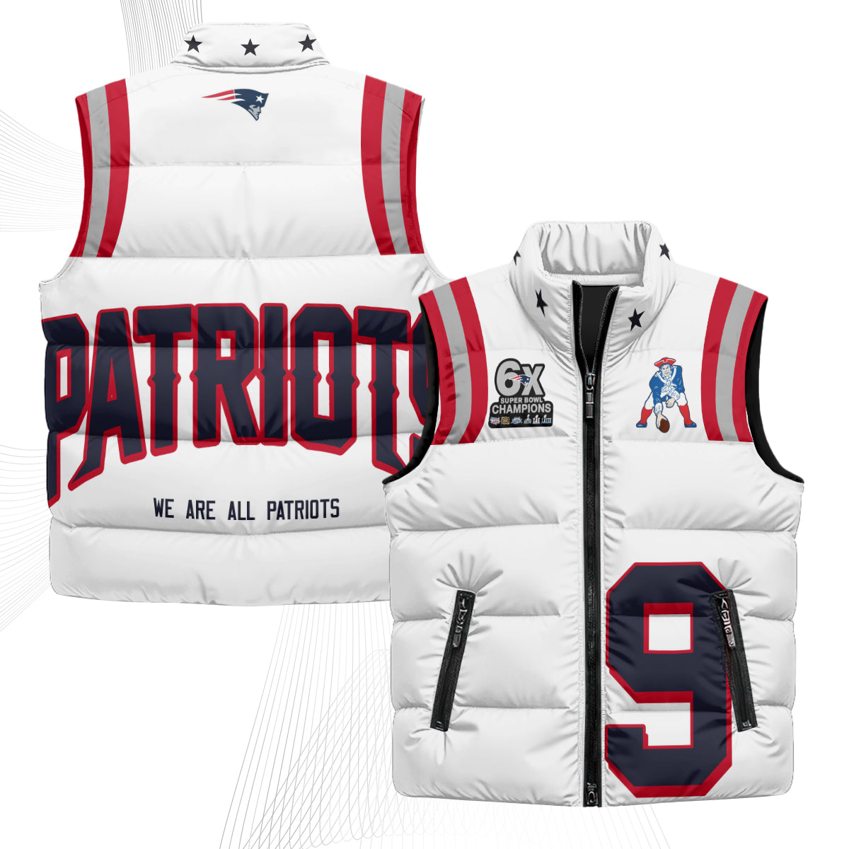 New England Patriots Rivalries Puffer Vest - Printed