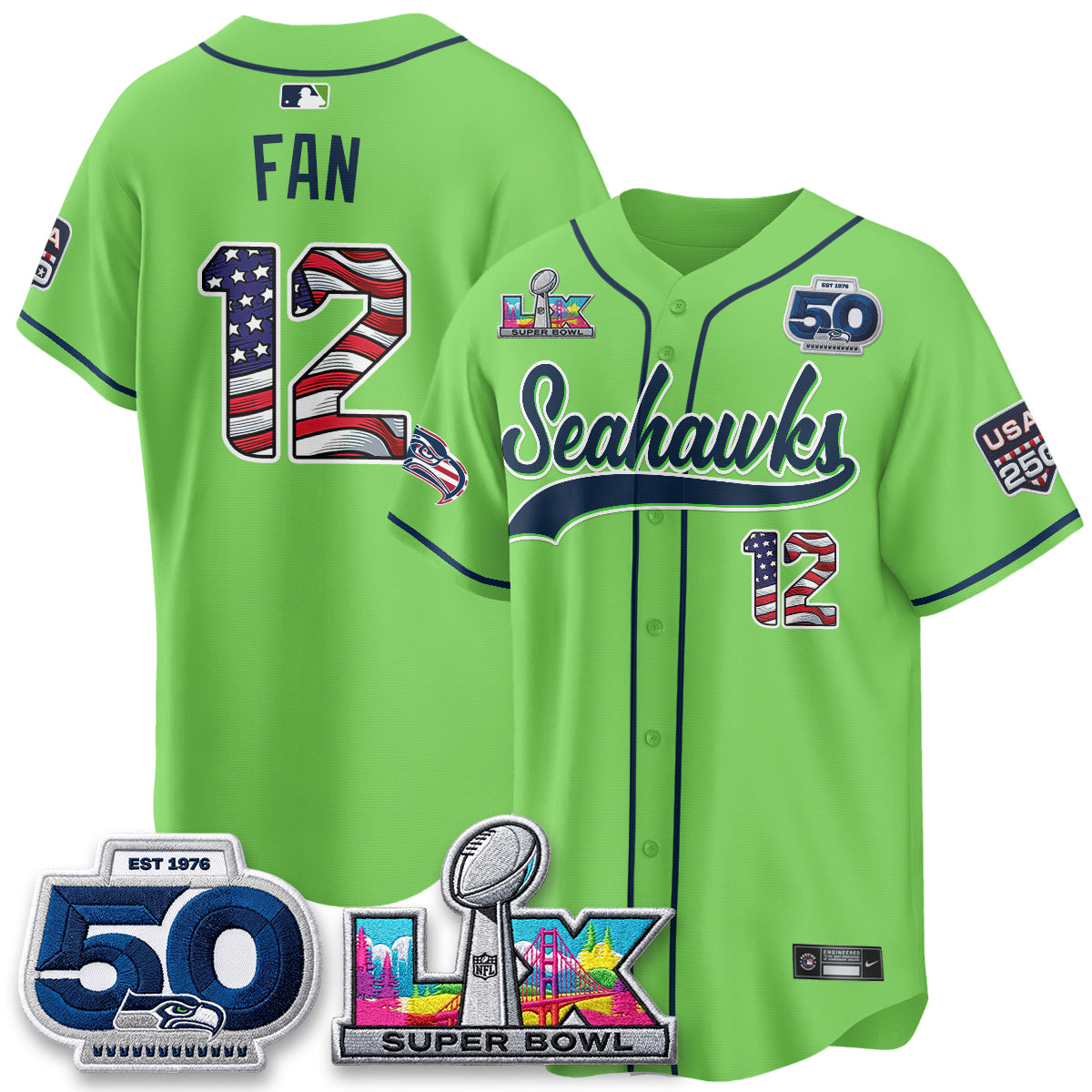 SEA SB LX Champs America Edition Vapor Baseball Jersey - Stitch
