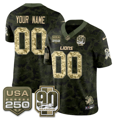 DET 2026 Salute to Service Vapor Custom Jersey - Stitched