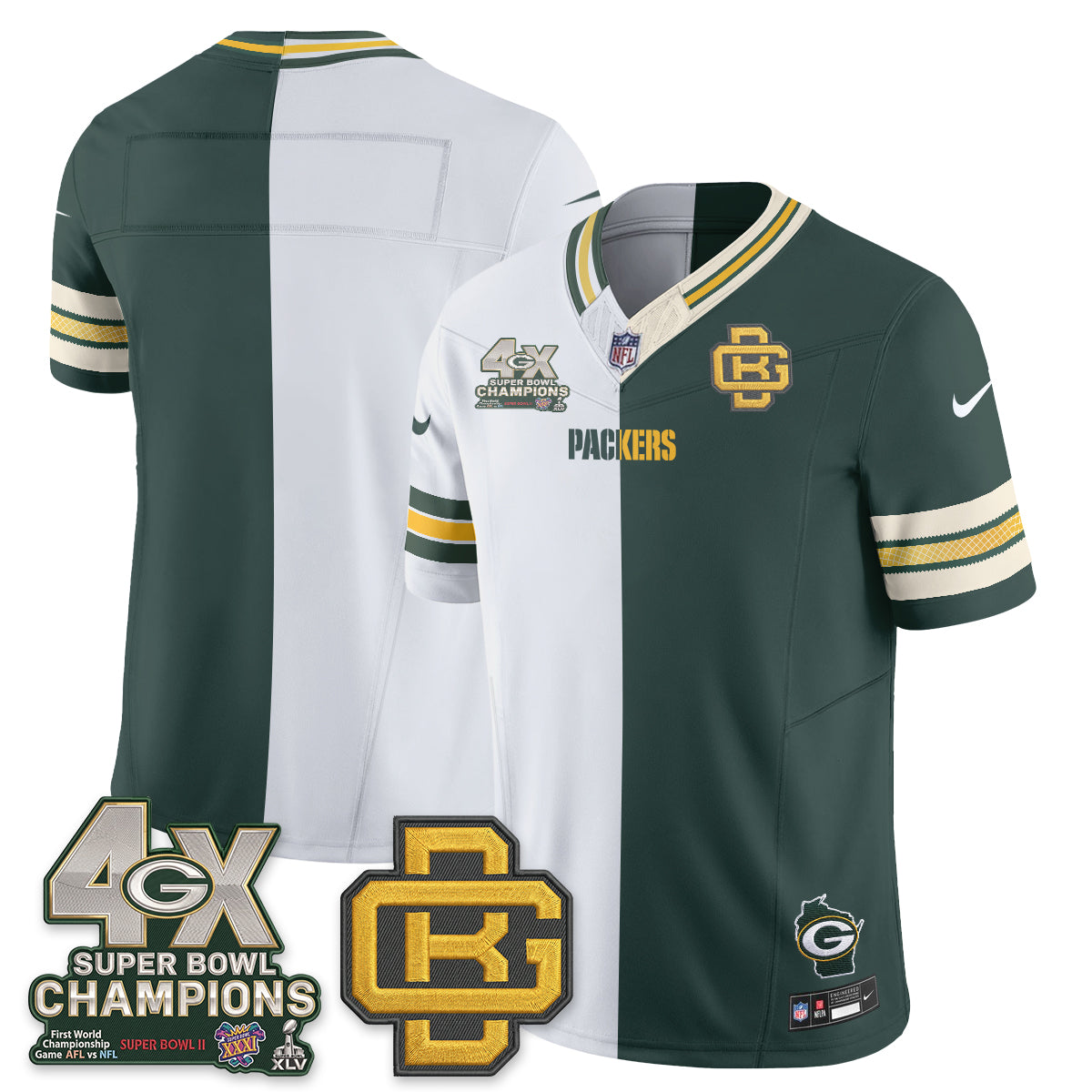 GB Rivalries Split Edition Vapor Jersey - Stitched