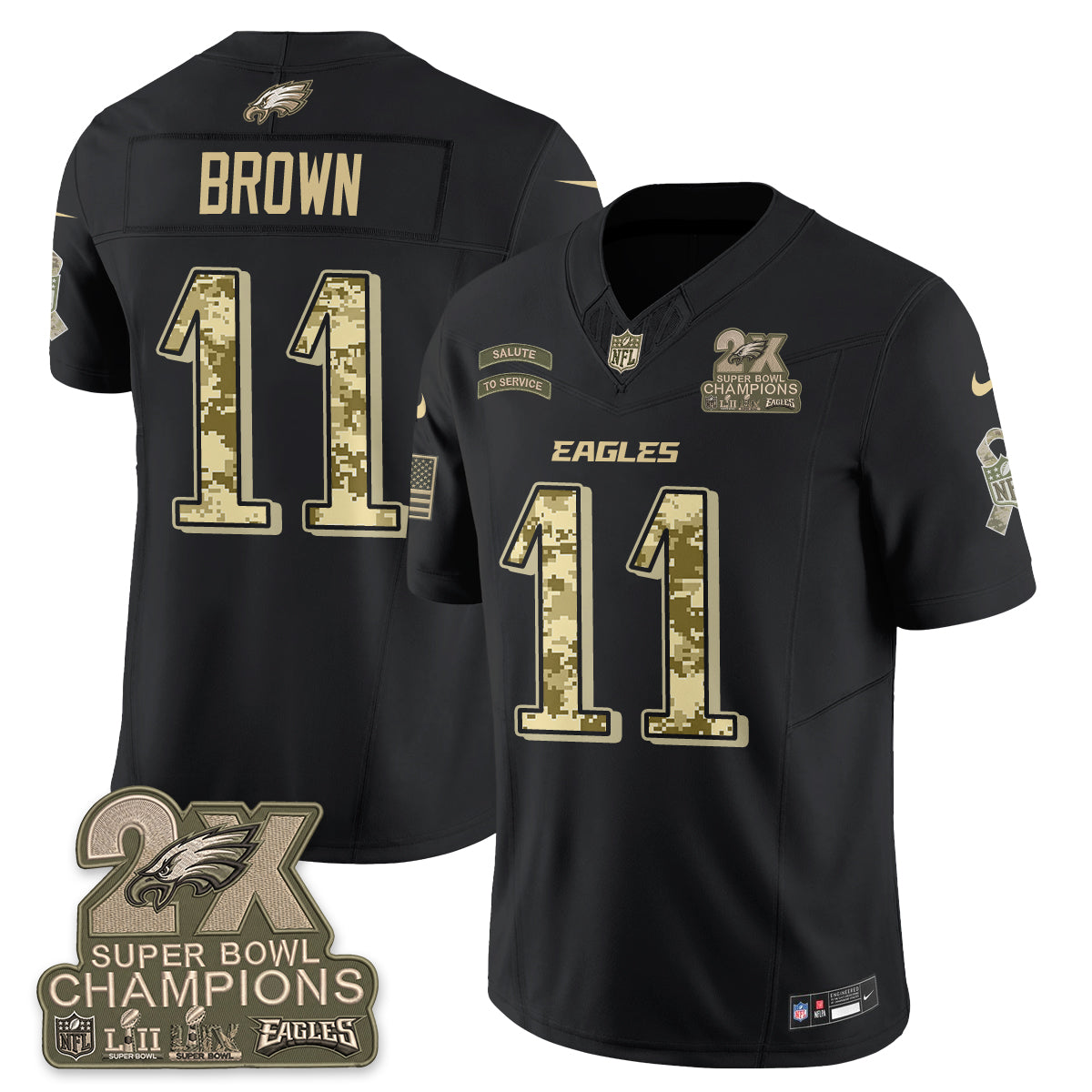 Philadelphia Eagles Salute to Service V2 Vapor Jersey - Stitched