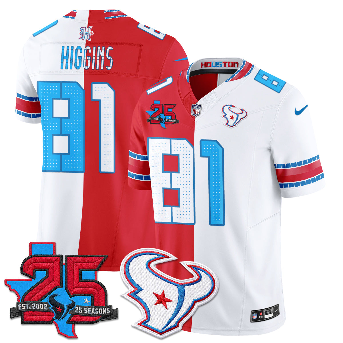 Houston Texans 2026 Rivalries Split Vapor Jersey - Stitched