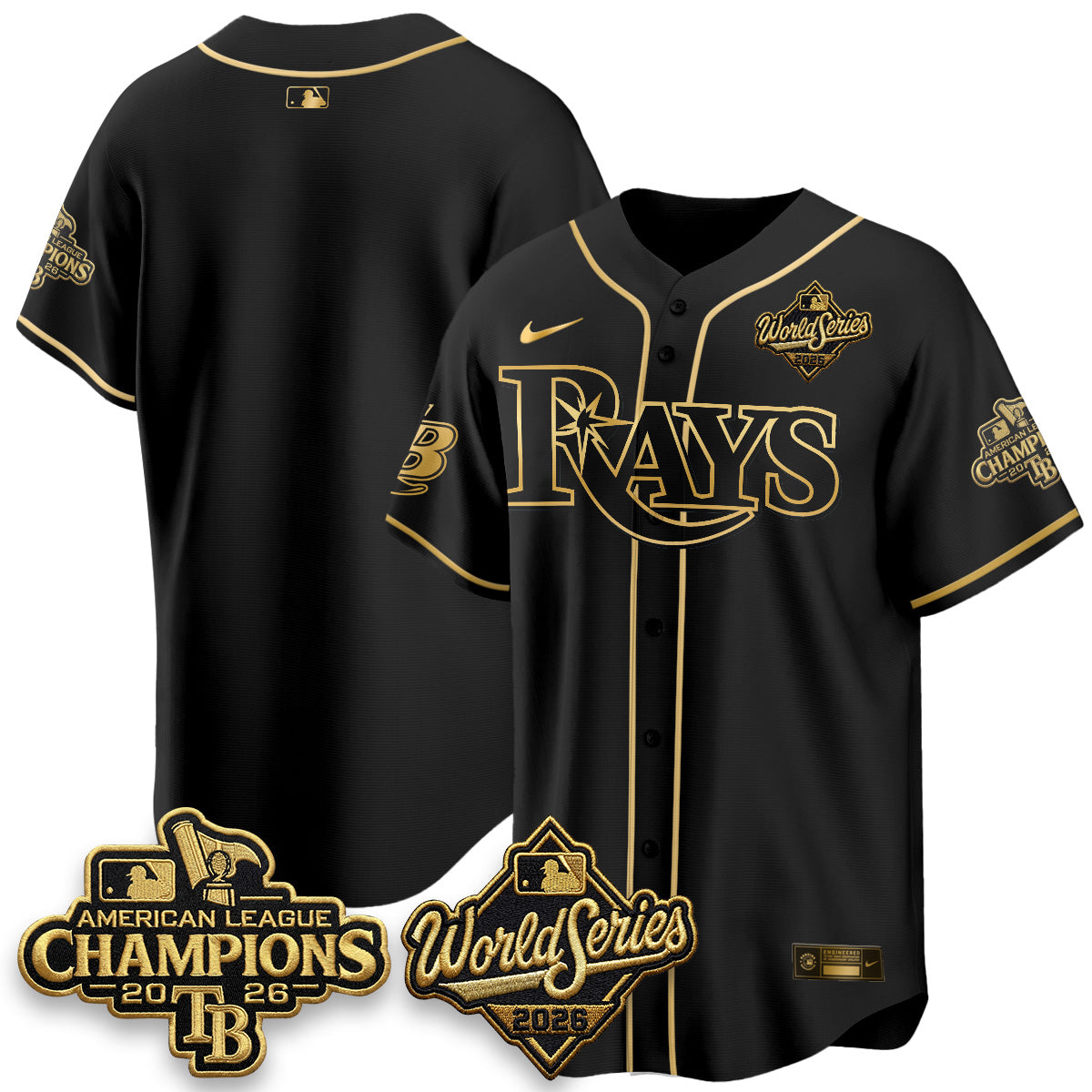 TB 2026 AL Champions Black Gold Edition Vapor Jersey V2- Stitched