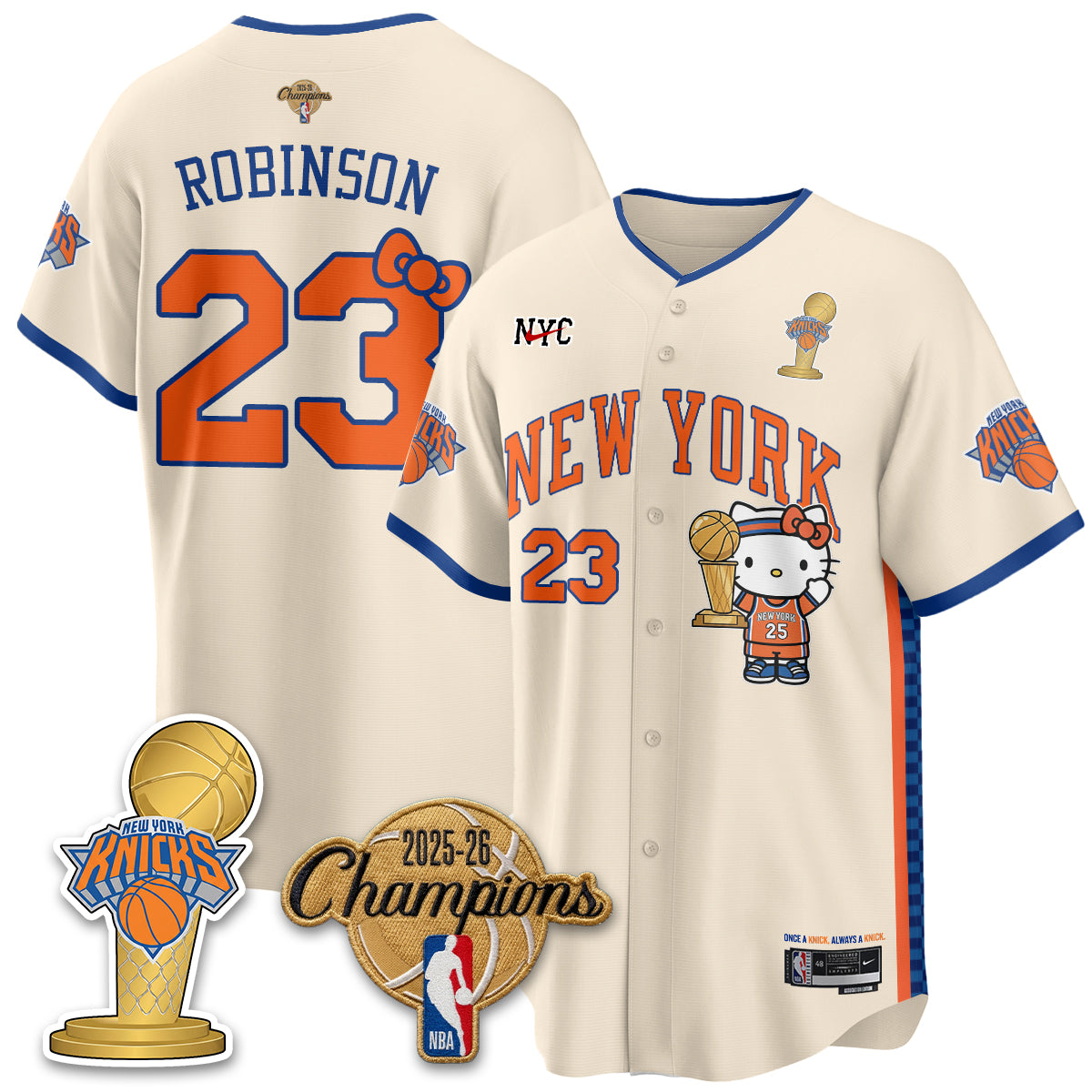 New York Knicks 2026 NBA Champions x Meow Kitty Vapor Jersey - Stitched
