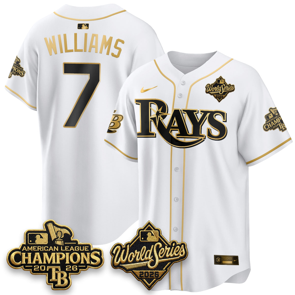 TB 2026 AL Champions Gold Edition Vapor Jersey - Stitched