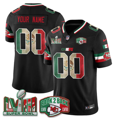 Kansas City Chiefs Mexico Edition Vapor Custom Jersey - Stitched